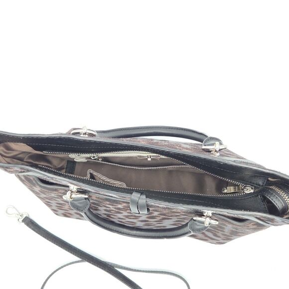 Henri Bendel Womens Lafayette Haircalf Satchel Bag Crossbody in Leopard Print - Picture 12 of 15